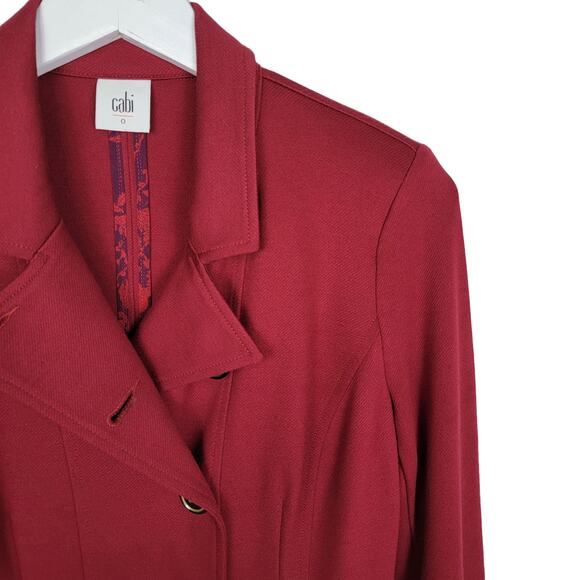 Cabi #3175 Rhubarb Red "Outing Blazer" Button Down Jacket Ponte Knit - Size 0 - Picture 3 of 9